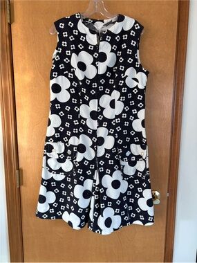 Vintage Handmade Romper Playsuit Cotton Navy and White